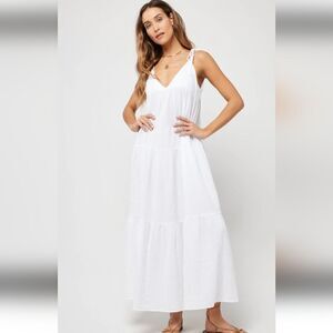 L*Space Women's White Ava Maxi Cotton Dress Beach Wedding Cover Up Medium